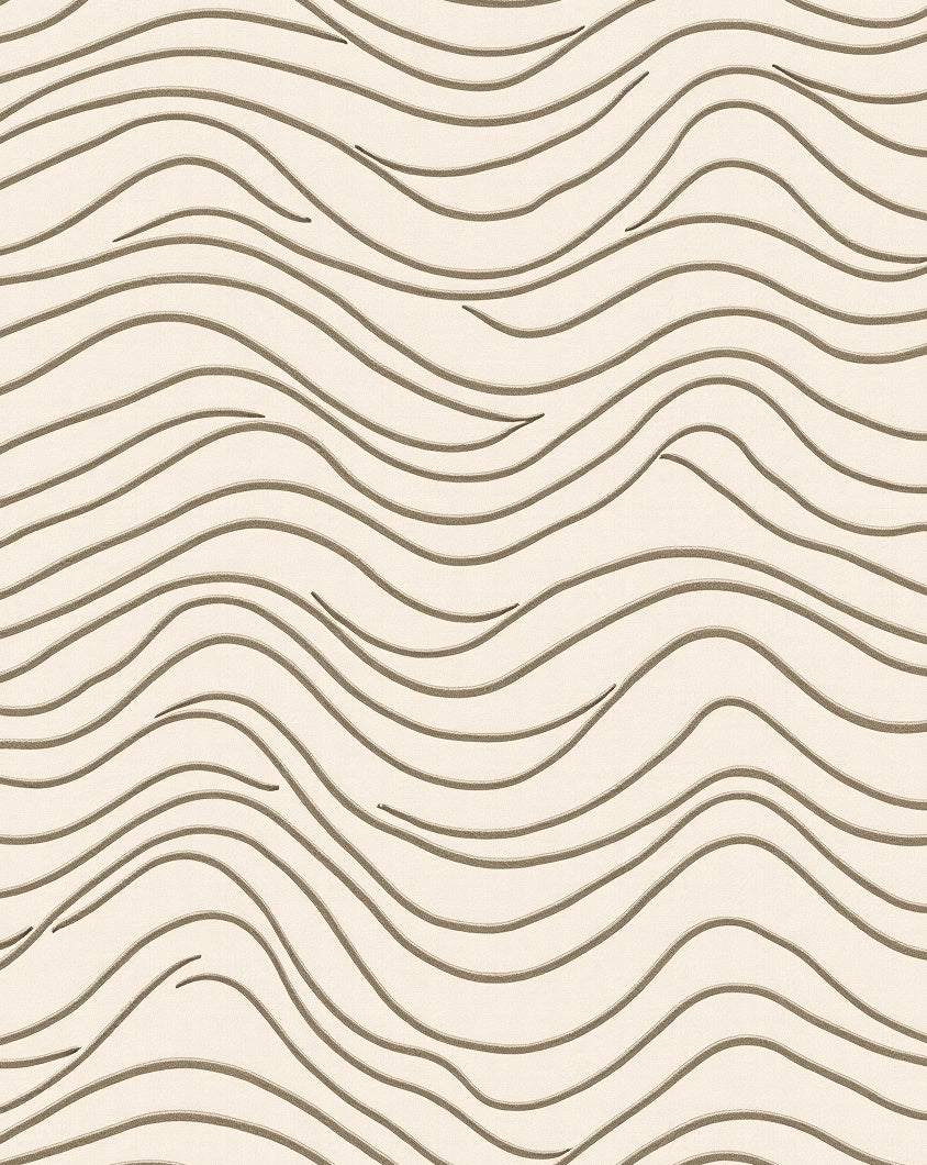 Cream Modern Wavy Lines Rug