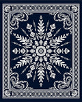 Navy White Floral Medallion Mandala Rug