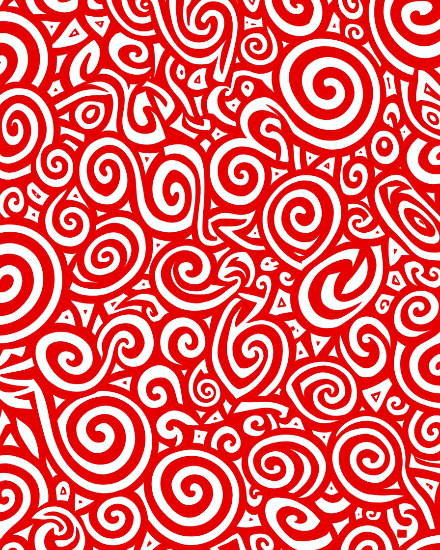 Vibrant Red Swirl Abstract Rug