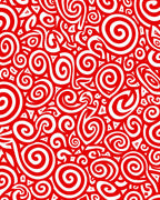 Vibrant Red Swirl Abstract Rug