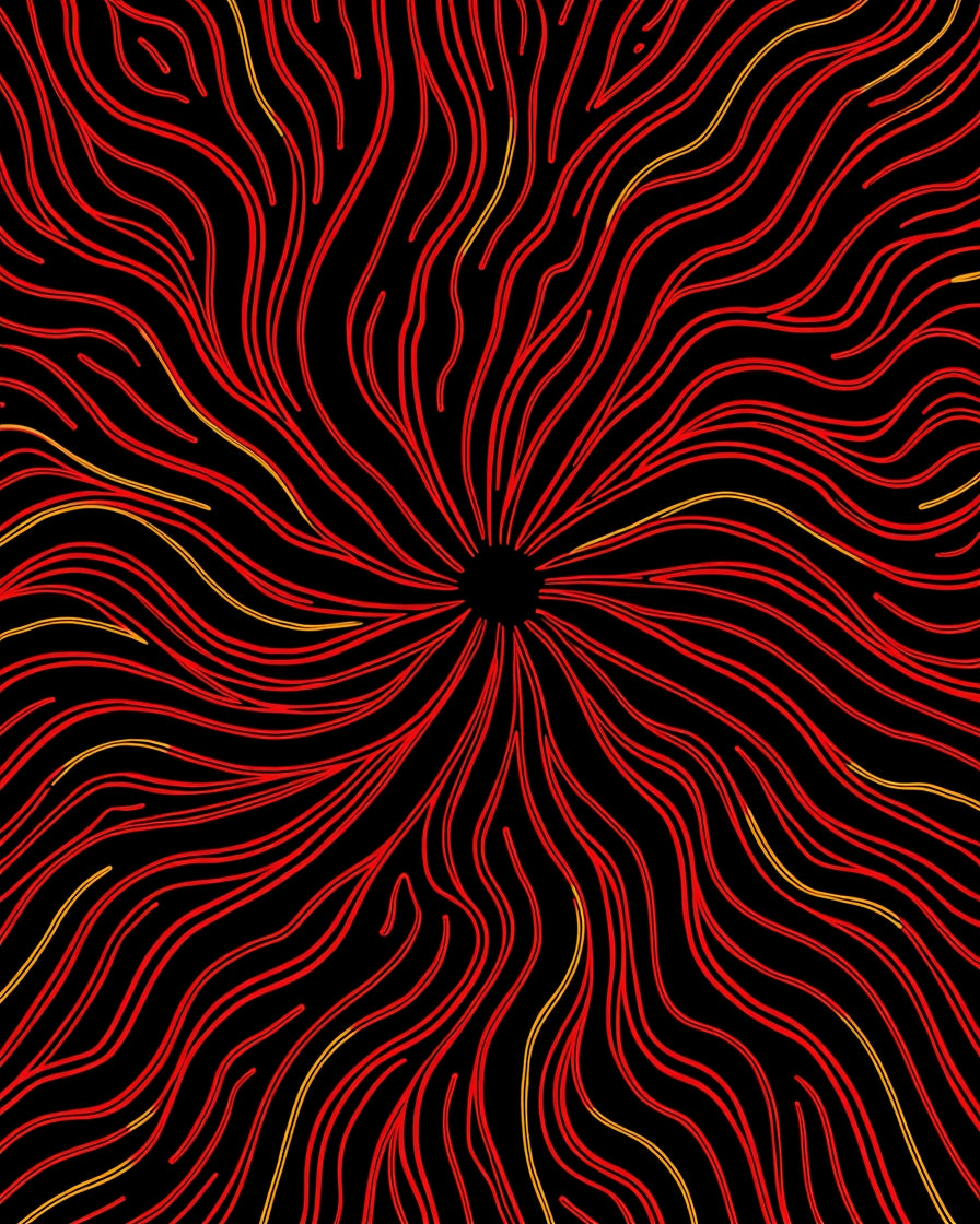 Crimson Red Radial Swirl Rug