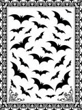 Black Flying Bats Halloween Border Rug