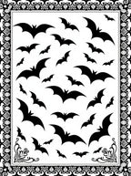 Black Flying Bats Halloween Border Rug