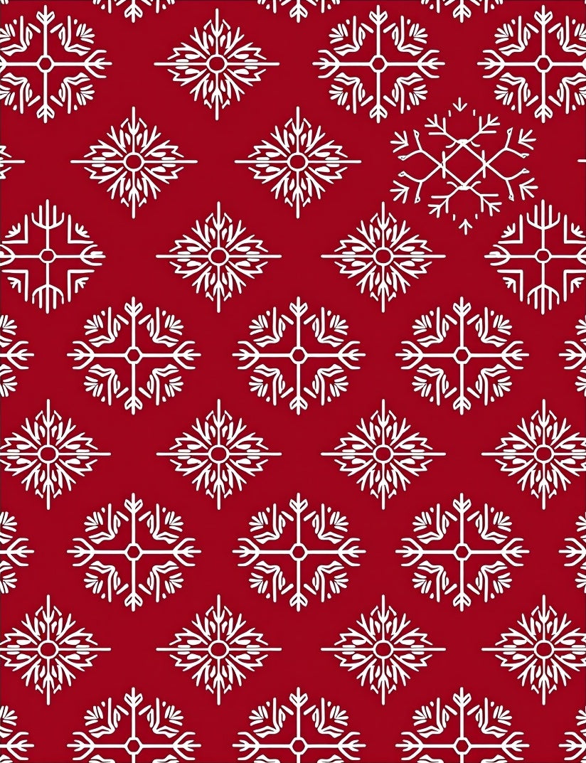 Red White Snowflake Mandala Repeat Rug