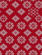Red White Snowflake Mandala Repeat Rug