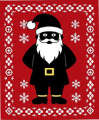 Red Festive Santa Snowflakes Border Rug