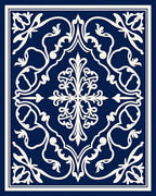 Deep Blue Floral Symmetry Medallion Rug