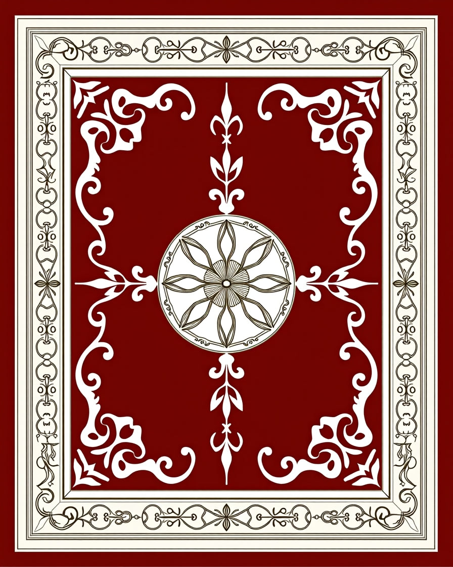 Crimson Medallion Ornamental Symmetry Rug
