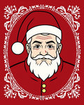 Classic Red Santa Portrait Floral Accent Rug