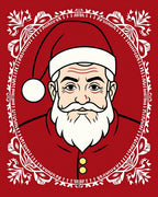 Classic Red Santa Portrait Floral Accent Rug