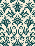 Deep Teal Flourishing Vine Scroll Rug