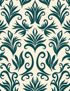 Deep Teal Flourishing Vine Scroll Rug
