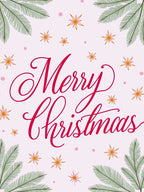 Festive Red Script Stars Pine Sprigs Rug