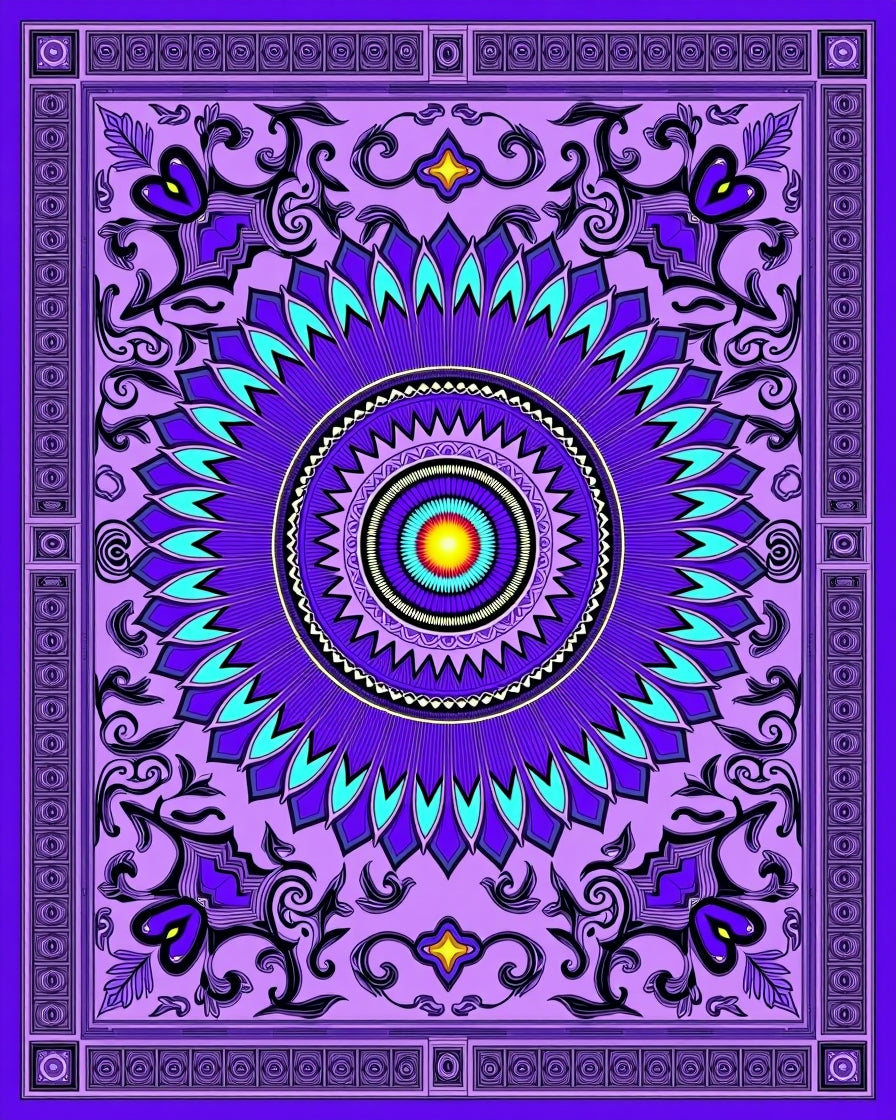 Vivid Purple Floral Mandala Rug