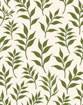 Evergreen Foliage Branches on Cream Rug