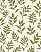 Evergreen Foliage Branches on Cream Rug