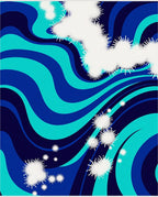 Rippled Ocean Abstract White Starburst Rug