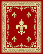 Red Cream Royal Fleur-de-lis Frame Rug