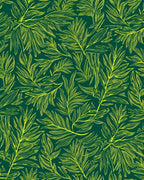 Emerald Green Fern Line Art Rug