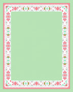 Vintage Pink Floral Foliage Border Rug