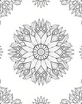 Detailed Black White Mandala Bloom Rug