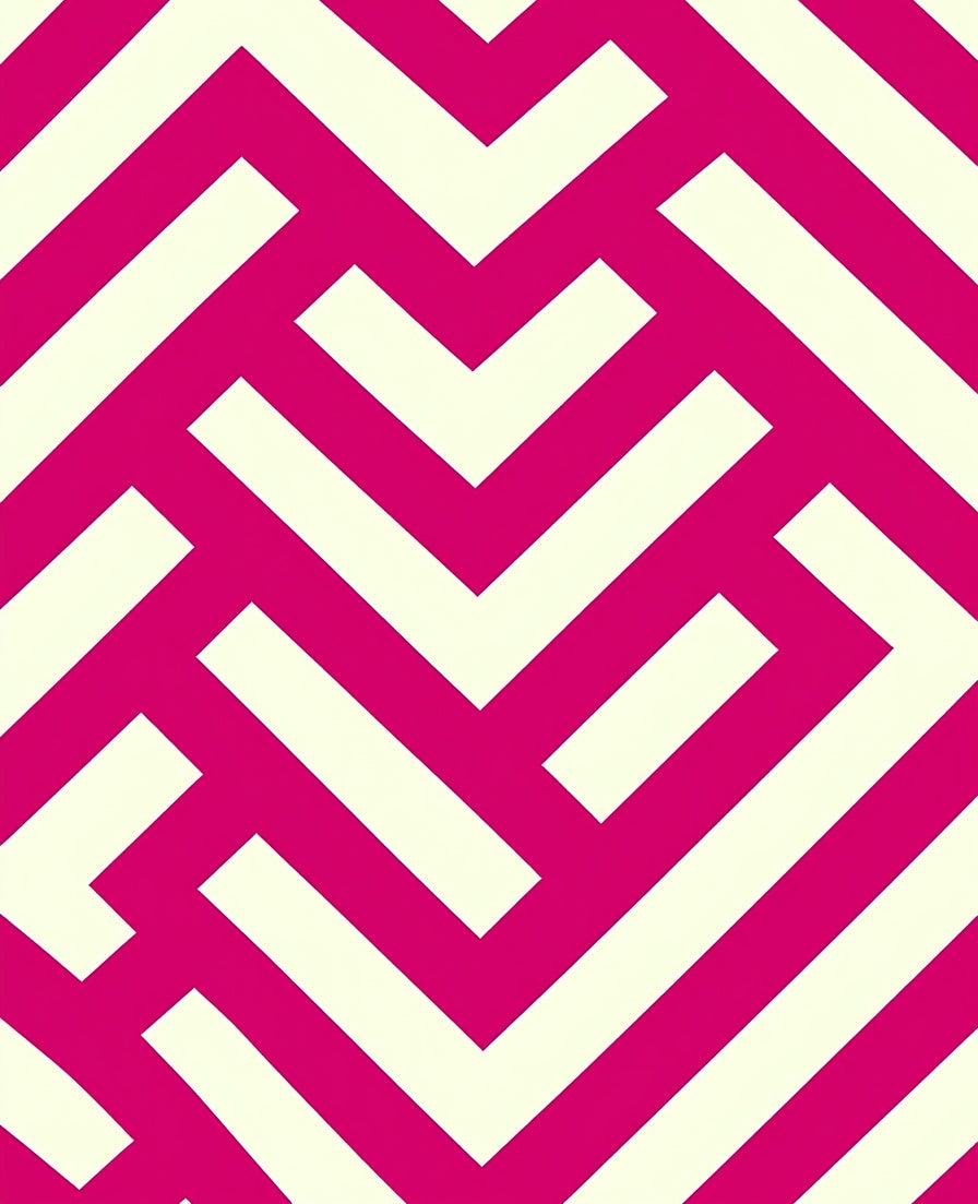 Pink And Cream Geometric Maze Rug