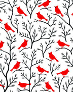 Red Cardinals Winter Tree Scene Rug