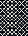Dark Navy Cream Geometric Lattice Rug