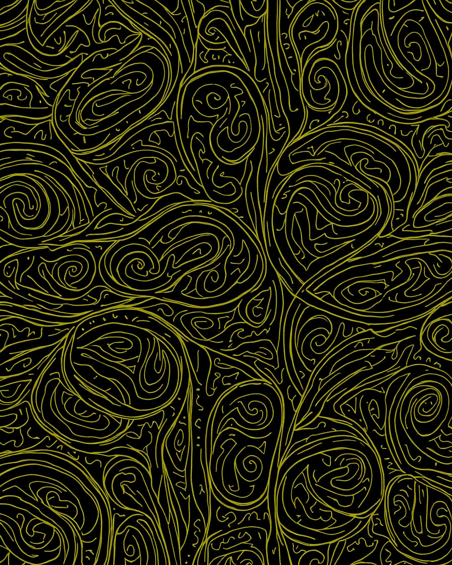 Gold Swirl Abstract Botanical Rug