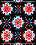 Red White Blue Floral Starburst Rug