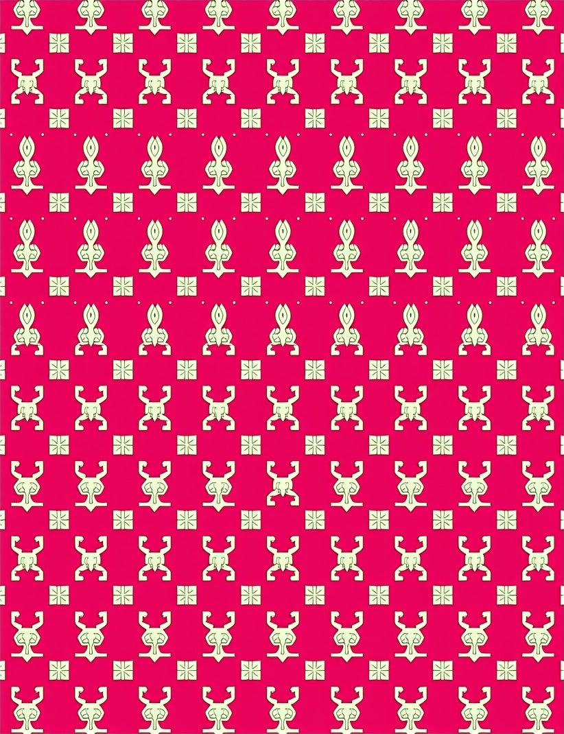 Crimson Figures and Squares Rug