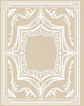 Elegant Cream White Floral Border Rug