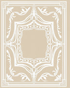 Elegant Cream White Floral Border Rug