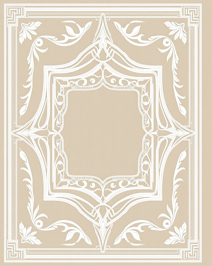 Elegant Cream White Floral Border Rug