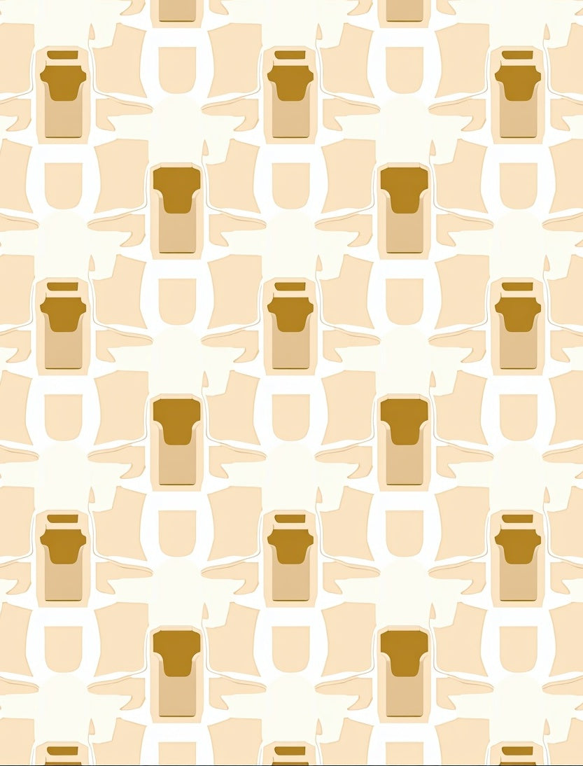Caramel Cream Abstract Geometric Overlay Rug