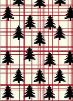 Holiday Plaid Black Tree Collage Rug