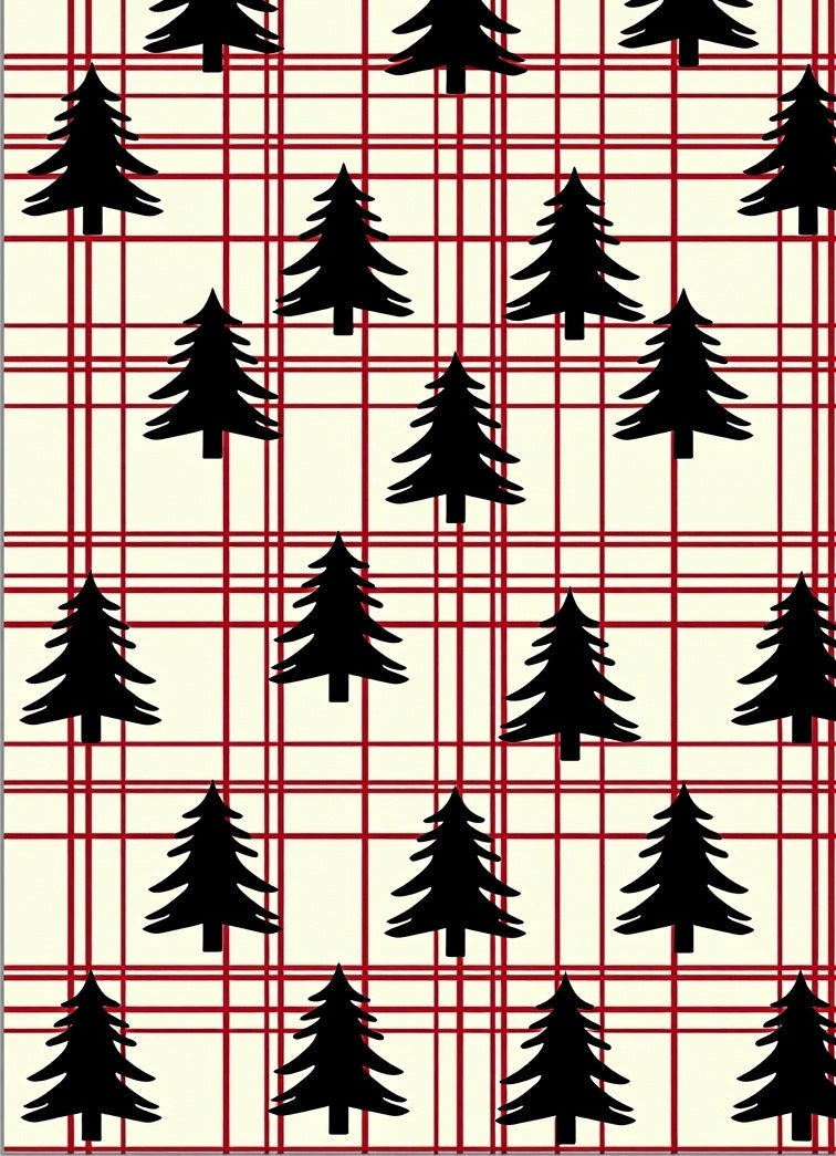 Holiday Plaid Black Tree Collage Rug