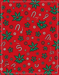 Festive Red Poinsettia Candy Cane Collage Rug