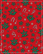 Festive Red Poinsettia Candy Cane Collage Rug