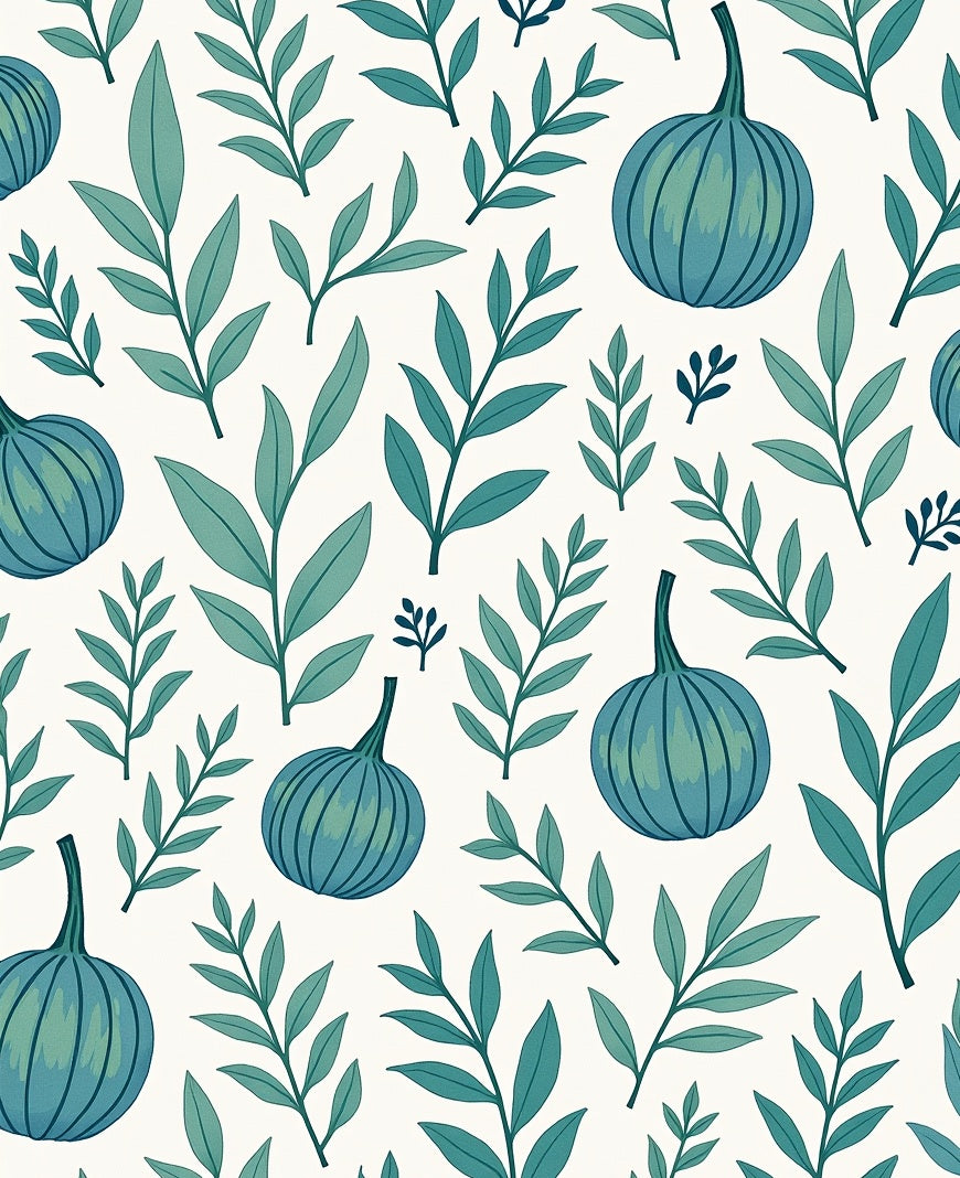 Teal Pumpkin Leafy Branch Medley Rug