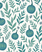 Teal Pumpkin Leafy Branch Medley Rug