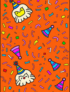 Orange Confetti Celebration Party Hats Rug