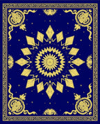 Royal Blue Golden Sunburst Mandala Rug