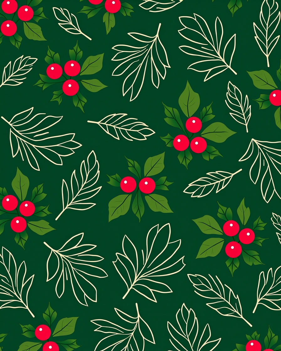 Holiday Holly Berry Leaf Garland Rug