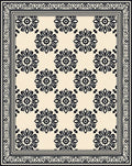 Cream Black Floral Medallion Border Rug