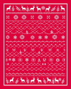 Rustic Red Reindeer Snowflake Garland Rug