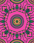 Vibrant Pink Green Floral Mandala Rug