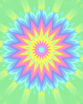 Pastel Rainbow Starburst Mandala Rug