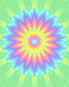 Pastel Rainbow Starburst Mandala Rug