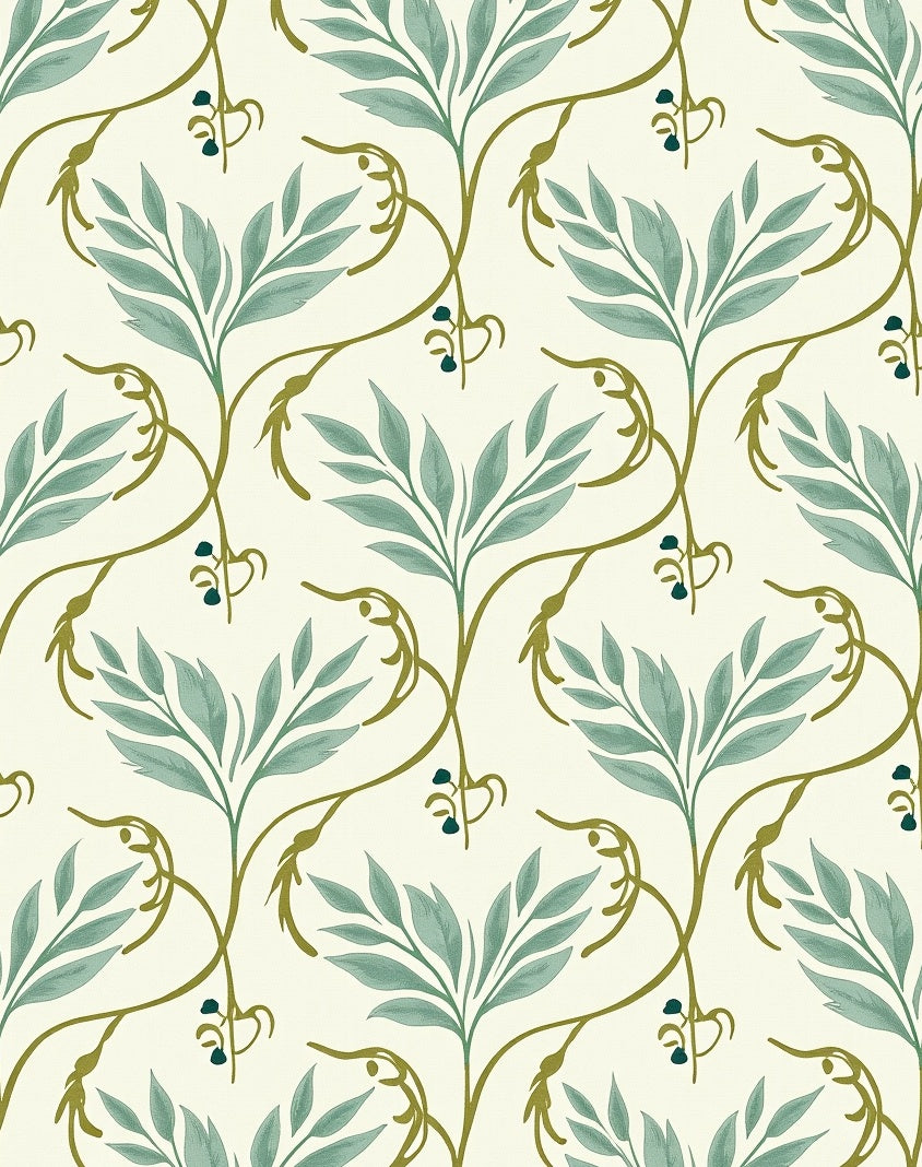 Sage Green Vine Botanical Rug
